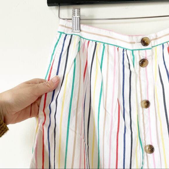 J. Crew Rainbow Striped Button Front Cotton Poplin Midi Skirt S - Picture 5 of 10